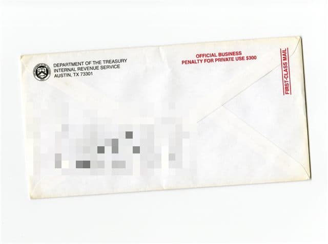 A scanned IRS envelope